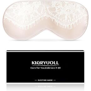 Lace Silky Sleep Mask, 1 Count Pink Silky Fabric with Adjustable Strap for Sleeping, Light Blocking Elegant Gifts for Women