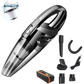 Handheld Vacuum Cordless Car Vacuum, Wet Dry Handheld Car Vacuum Cleaner with LED Light, Dust Busters Cordless Rechargeable with HEPA Filter, Car Vacuum Portable Cordless Handheld Vacuum for Home, Car