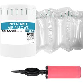 Innovative Haus 330 Count 4x8 Inflatable Air Pillows for Shipping to Fill Void in Package - Hand Pump Included. Packing Filler for Shipping. Packaging Air Bags - Great Purse Stuffers for Shape