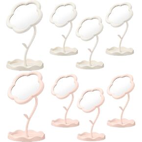 8 Pcs Flower Shaped Mirror Spa Party Mirror Sleepover Party Favor Makeup Mirror for Spa Sleepover Slumber Birthday(Pink, White)