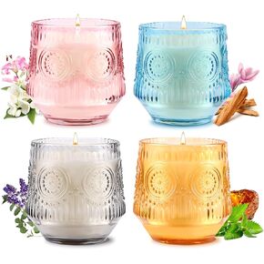 4 Pack Scented Candles for Home | Candle Set Gifts, Soy Candles for Home Scented, Candle Gifts for Women - Luxury Candles Set | Jasmine Lily,Lavender Eucalyptus,Sandalwood,Patchouli