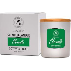 Scented Candle Citronella 200g - Aromatherapy Candle - Soy Wax Candles for Home Scented - Glass Candle Gift - Home Scented Candles - Aroma Freshener - Fresh Soy Wax Candle