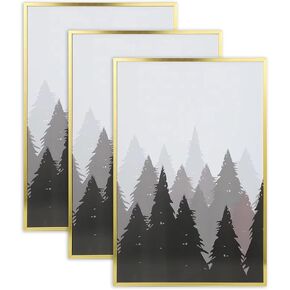 wyooxoo 16x24 Poster Frame Picture Frame - Gold Aluminum with Polished Plexiglass - Horizontal and Vertical Formats for Wall (16"x24", Gold)