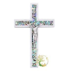 Holy Mother of pearl Crucifix | Hand carved Mother of Pearl Cross | Decorative wall cross for home décor | Religious wedding Gift