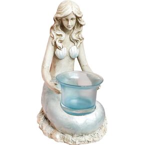 Resin Mermaid Candle Holder Votive Candle Holder Centerpiece Pillar Candle Holder Glass Tealight Holder Mermaid Statue Decor Mermaid Figurine for Home Decoration