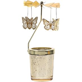 FOMIYES Rotary Candle Holder Butterfly Candle Holder Tealight Candle Holder Stand Table Centrepieces for Home Birthday Wedding Party Decoration Gold