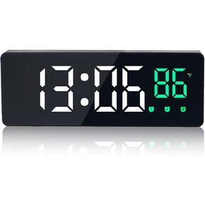 Digital Alarm Clock for Bedrooms - with Temperature, Dual Alarm, Auto Dimmer, 7.3" Screen, Sound Wakeup, Adjustable Brightness, Snooze, Basic Digital Clock for Kids Elderly Home Office