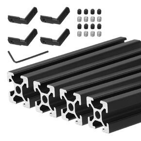 uxcell 4 Pcs T Slot 2020 Aluminum Extrusion Profile European Standard 100mm x 20mm Anodized Black Linear Rail Extrusion Frame for 3D Printer, CNC, DIY