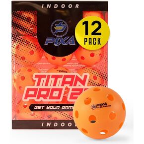PIXA Titan Pro 26 Injection Molded Indoor Pickleball - USAPA Approved, Tournament Play, Durable Indoor Pickleballs, Consistent Bounce, Smooth Flight, Ideal for Competitive Play- Packs of 3, 6, 12