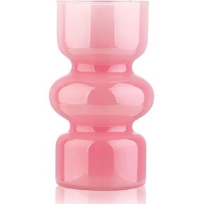 VanEnjoy Pink Glass Hydroponic Vase, colored glass vase Flower, Three-Layer 7 inch cylinder vase for Home Décor, Modern Glass Vase for Home, Office, Wedding