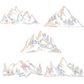 5pcs Mountain Window Clings for Glass Windows, Anti-Collision Decal Window Stickers for Bird Window Strike Prevention to Save Birds from Collisions Prism Rainbow Window Stickers Home Decorations