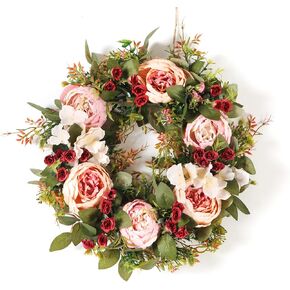 Floral Wreaths Spring Wreath for Front Door, Artificial Handmade Door Summer Wreath for Front Door Windows Inner Room Home Deco.