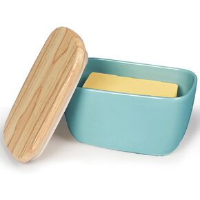 HAOTOP Porcelain Butter Dish Perfect for 4 Sticks of Butter,Butter Container Large Ceramics Butter Holder with Lid (White)