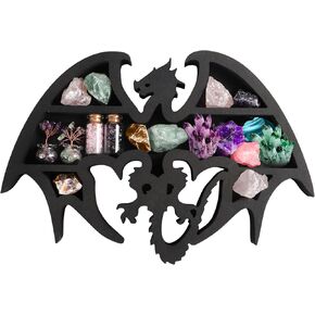 رف خشبي عائم بتصميم ثعبان، رف عرض فريد من نوعه لديكور الغرفة من الكريستال والصخور، أرفف حائط عائمة بتصميم ثعبان للصخور والبلورات والزيوت والأحجار والنباتات (18.9 بوصة × 10.26 بوصة) in Kuwait