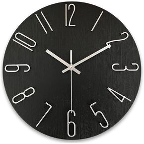 Wall Clock 12 Inch Non-Ticking Silent Battery Operated Round Wall Clock Modern Simple Style Decor Clock for Home/Office/School/Kitchen/Bedroom/Living Room (Brown)