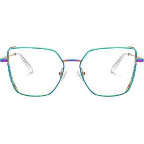 Zeelool Metal Blue Light Blocking Glasses, Square Glasses Frame for Women UV400 Anti Eye Strain & Glare ZJGM468946