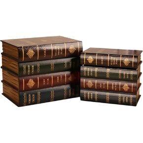 Decorative Vintage Book Box Wooden Antique Storage Box, 2 Pack Invisible Faux Books Fake Book Decorations for DIY Crafts Trinket Storage Home Bookshelf Cafe Hotel