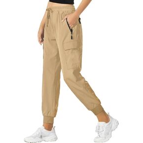 Womens Lightweight Cargo Joggers Pants Quick Dry Water Resistant Athletic Running Hiking Pant with Zipper Pockets 2024