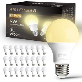 dalattin 6 Pack A19 LED Bulbs,9W Equivalent 60 Watts,E26 Base,Soft White 2700K,800 LM,Non-Dimmable,Efficient Energy Saving Lights for Living Room,Office,80+ CRI,120V, UL Listed