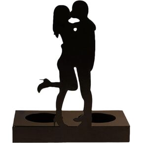 Handcrafted Iron Sculpture Candlestick Ornament, Romantic Couple Statue For Anniversaries, Decorative Modern Sculptures, Wedding Decoration Anniversary Ornament Figurine for Couples Valentine (A)