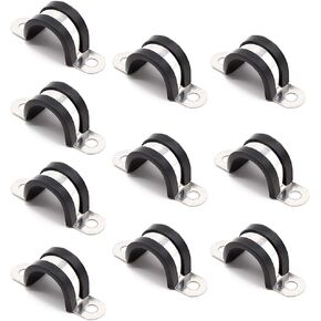 10 Pieces 8mm U-Pipe Clips with Rubber Cushioned Cable Clamp Rubber Lined U Clips EPDM Rubber Lined Mounting Brackets U Shaped Pipe Tube Wire Clamps Clips for Tube Or Wire Cord Installation
