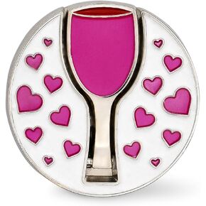 Golf Ball Marker Lifting Wine Glass with Hearts- Fun Putting Alignment Accessory for Women - Perfect for Golf Hat, or Divot Tool - Ideal Golf Accessories for Women