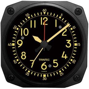 Trintec Aviation Desk Top Travel Alarm Clock Aircraft Vintage Cockpit Style Face 12 Hour Display