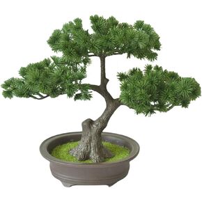 Artificial Bonsai Trees,11.8x9.8inch Artificial Greenery Bonsai Trees,Japanese Juniper Bonsai Tree, No Odor,Desktop Decor Display,for Indoor,Home,Office