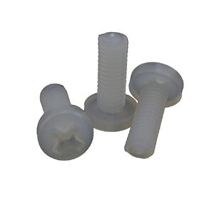 M2 6MM Nylon Phillips Screw Metric Plastic Machine Pan Round Head Screw Pack of 100 (M2X6)