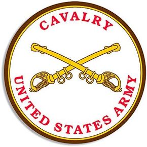 Round United States Army Cavalry Seal Sticker (Solder Horseback Horse Insignia Logo Vinyl Decal (3 inch) U.S. Army Licensed