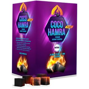 Coco Hamra* Natural Coconut Shell Charcoal Flat- 108pcs Coals (2.7lbs) - Made from Natural Coconut Incense Briquettes | Made in Indonesia | 25mm Charcoal Incense Flat | 1.12 KG
