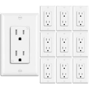 BESTTEN 20 Pack 15 Amp Tamper Resistant Decor Receptacle, Standard Electrical Wall Outlet, Residential and Commercial Use, 15A/125V/1875W, UL Listed, White