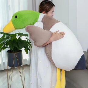 Mallard Duck Plush,Mallard Duck Stuffed Animals, Soft Furry Duck Stuffed Animal Pillow,Huge Duck Plush Hugging Pillow Gifts for Every Age (62.9in)