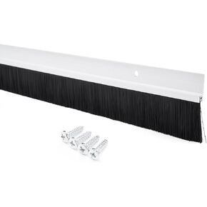 uxcell Door Bottom Sweep White Aluminum Alloy w 1.4-inch Black PP Silicone Soft Brush 39-inch x 2.3-inch
