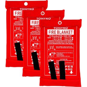 TONYKO 3.9 x 5.9ft Fiberglass Fire Blanket for Emergency Surival, Flame Retardant Protection and Heat Insulation (White-2PACK)