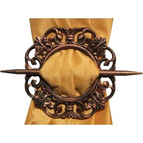Curtains Holdbacks - Antique Decorative Curtain Holdback, Set of 2, Window Panel Tiebacks Treatment Bronze Silver Mahogany Gold (Bronze)