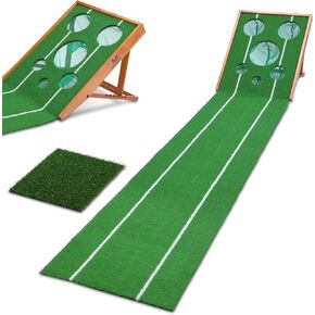 Golf Putting Green Indoor Wrinkle-Free Golf Practice Putting Mat-Adjustable Slope,Outdoor Golf Putting Mat with Hitting Mat for Home or Office-Ideal Gifts for Golfers