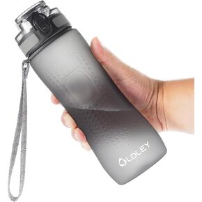 OLDLEY 25 oz Water Bottle, Motivational Water Bottle with Time Marker, Sports Water Bottle With Strap, Leakproof & BPA Free Large Water Bottles for School, Gym, Travel, Outdoor, Tritan,Black