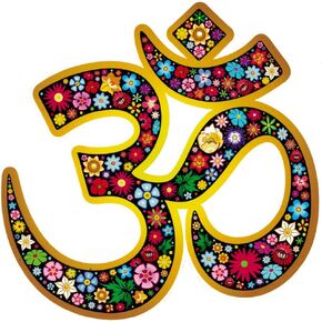 Om Aum Namaste Yoga Symbol Floral Window Sticker Decal (4.5" X 4.75")