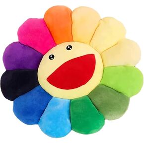 16.5 inch / 42 cm Sunflower Pillow, Soft and Comfortable Sunflower Smiley Cushion, Floral Plush Pillow, Colorful Sunflower Plush Toys Home Bedroom Store Restaurant Decoration