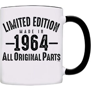 Mug 1964-60th Birthday Gifts Limited Edition Made In 1964 All Original Parts Coffee Mug-1964-0071-Black