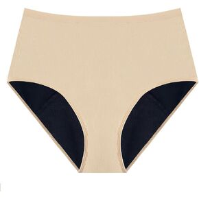 ملابس داخلية نسائية فائقة الامتصاص لسلس البول قابلة للغسل، سراويل داخلية عالية الخصر لتسربات المثانة المعتدلة 120 مل (2X-Large، بيج) in Kuwait