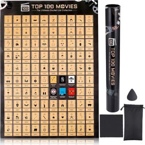 Top 100 Movies Scratch Off Poster - Scratchable Movie Poster Challenge - Gift for movie lovers,Anniversary and Valentine's Day Gift for Him or Her