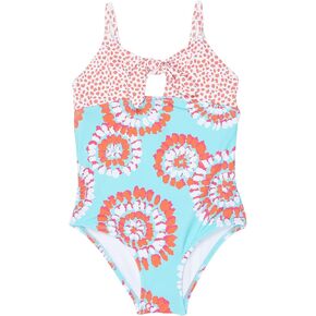 Hatley Girl's Painted Mandalas Tie Front Swimsuit (Toddler/Little Kids/Big Kids) Blue 5 (Little Kid) in Saudi Arabia