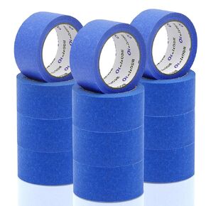 12 Rolls Blue Painters Tape Bulk 2 inch x 660 Yards, Painters Masking Tape No Residue Wall Painting Tape Artist Tape Trim Edge Finishing Tape for Wall Painting Decoration DIY Supplies