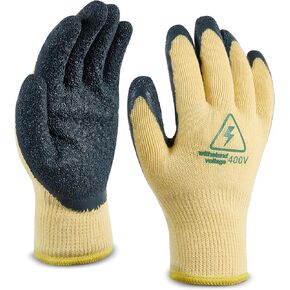 400V High Voltage Resistant Gloves Insulated Electrician Gloves, Flame Retardant Work Gloves, Electrical Rubber Non-slip Texture for Electricians Prevent Shock Dip Molded Protection