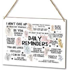 Home Decor Wood Plaque Sign Wall Hanging, Daily Reminders, Mental Health Therapy Counseling Office Colorful Flower Decor Door Wooden Hanging Sign (1pc), Motivational Holiday Art Gift for Bedroom -35
