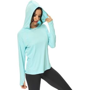 M MAROAUT Women's UV Sun Protection Hiking Shirts, UPF50+ Long Sleeve Lightweight Hoodie Quick-Dry Outdoor Fishing Rash Guard