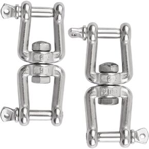 Swivel Eye Ring, 2Pcs Stainless Steel Double Ended Swivel Eye Hooks Dog Leash Swivel Hooks Chain Swivel Connectors for Hanging Swing, Dog Walking (Silver)