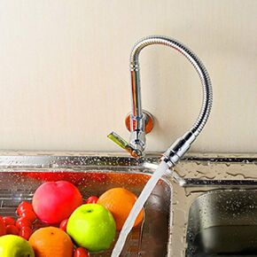 Inchant 360 Degree Swivel Spout Pull Down Flexible Spray Kitchen Taps Single-Tube Vanity Vessel Cold Water Faucet Chrome Finish Stainless Steel Bathroom Kitchen Sink Faucet Single Handle Wall Mount
